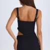 Vestido corto con corte y cinturón Acadia en negro