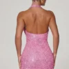 Vestido corto con cuello vuelto y detalle de corazón adornado Mabella en rosa