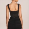 Vestido corto con falda drapeada y corsé Miller en negro