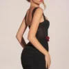Vestido corto con falda drapeada y corsé Miller en negro