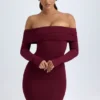 Vestido corto con hombros descubiertos Oriana Modal en rojo vino