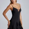 Vestido corto con volantes y corte en A Piera en negro