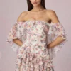 Vestido corto con volantes y hombros descubiertos de Birdie con estampado floral Primrose Vestido corto con volantes y hombros descubiertos de Birdie con estampado floral Primrose