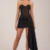 Vestido corto corsé con cordones Norah Bandeau en negro