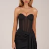 Vestido corto corsé con cordones Norah Bandeau en negro
