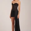 Vestido corto corsé con cordones Norah Bandeau en negro