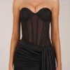 Vestido corto corsé con cordones Norah Bandeau en negro