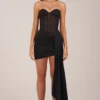 Vestido corto corsé con cordones Norah Bandeau en negro