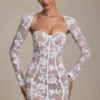 Vestido corto corsé con detalles de encaje Andreia en blanco Vestido corto corsé con detalles de encaje Andreia en blanco