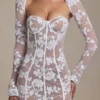 Vestido corto corsé con detalles de encaje Andreia en blanco Vestido corto corsé con detalles de encaje Andreia en blanco