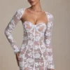 Vestido corto corsé con detalles de encaje Andreia en blanco Vestido corto corsé con detalles de encaje Andreia en blanco