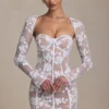 Vestido corto corsé con detalles de encaje Andreia en blanco Vestido corto corsé con detalles de encaje Andreia en blanco