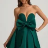 Vestido corto corsé con lazo Norina en verde esmeralda