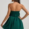 Vestido corto corsé con lazo Norina en verde esmeralda
