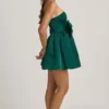 Vestido corto corsé con lazo Norina en verde esmeralda