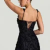 Vestido corto corsé de cuello cuadrado con apliques florales Posy en negro Vestido corto corsé de cuello cuadrado con apliques florales Posy en negro