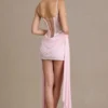 Vestido corto corsé de encaje adornado Genevieve en rosa bebé