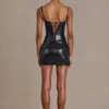 Vestido corto corsé de encaje con lentejuelas Theodora Premium en negro Vestido corto corsé de encaje con lentejuelas Theodora Premium en negro