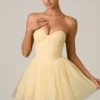 Vestido corto corsé de tul Dottie en amarillo Vestido corto corsé de tul Dottie en amarillo