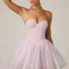 Vestido corto corsé de tul Dottie en lila Vestido corto corsé de tul Dottie en lila