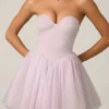 Vestido corto corsé de tul Dottie en lila Vestido corto corsé de tul Dottie en lila