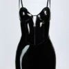 Vestido corto corsé de vinilo Coratina en negro Vestido corto corsé de vinilo Coratina en negro