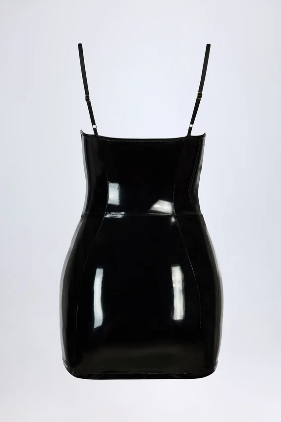 Vestido corto corsé de vinilo Coratina en negro Vestido corto corsé de vinilo Coratina en negro