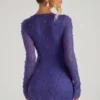 Vestido corto cruzado con adornos Chelsea de corte A en azul oscuro