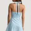 Vestido corto de corte A con cuello halter Nerine con estampado floral azul