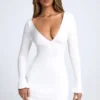 Vestido corto de corte A con espalda abierta Tansy en blanco