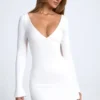 Vestido corto de corte A con espalda abierta Tansy en blanco