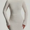 Vestido corto de corte A con espalda abierta y adornos Grazina en blanco Vestido corto de corte A con espalda abierta y adornos Grazina en blanco