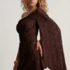 Vestido corto de corte A con una manga de Angelie Devoré en color chocolate oscuro Vestido corto de corte A con una manga de Angelie Devoré en color chocolate oscuro
