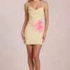 Vestido corto de gasa Marielle con estampado floral amarillo Vestido corto de gasa Marielle con estampado floral amarillo