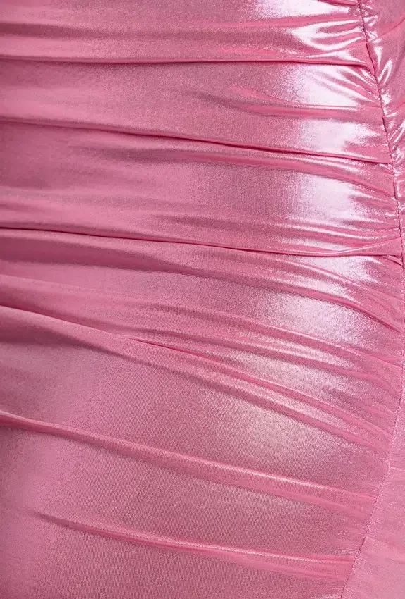 Vestido corto de jersey metalizado de manga larga Layla en rosa Vestido corto de jersey metalizado de manga larga Layla en rosa