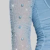 Vestido corto de manga larga con adornos St Germain en azul