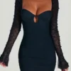 Vestido corto de manga larga con adornos St Germain en negro