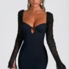 Vestido corto de manga larga con adornos St Germain en negro