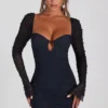 Vestido corto de manga larga con adornos St Germain en negro