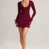 Vestido corto de manga larga Iskra Modal en color vino Vestido corto de manga larga Iskra Modal en color vino