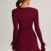 Vestido corto de manga larga Iskra Modal en color vino Vestido corto de manga larga Iskra Modal en color vino