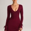 Vestido corto de manga larga Iskra Modal en color vino Vestido corto de manga larga Iskra Modal en color vino
