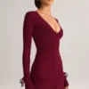 Vestido corto de manga larga Iskra Modal en color vino Vestido corto de manga larga Iskra Modal en color vino