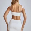Vestido corto de satén con aberturas Rialta en marfil
