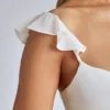 Vestido corto de satén con aberturas Rialta en marfil