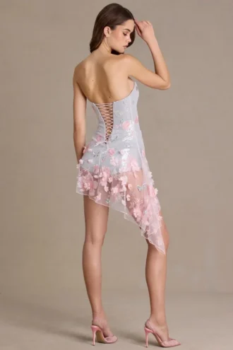 Vestido corto de tul con adornos Colette en rosa bebé