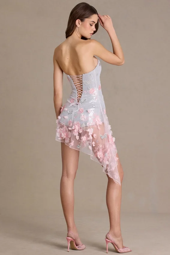 Vestido corto de tul con adornos Colette en rosa bebé Vestido corto de tul con adornos Colette en rosa bebé
