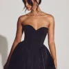 Vestido corto de tul con corsé Emeline en negro azabache Vestido corto de tul con corsé Emeline en negro azabache