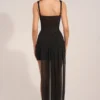 Vestido corto drapeado con corsé Reeva en negro Vestido corto drapeado con corsé Reeva en negro