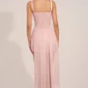 Vestido corto drapeado con corsé Reeva en rosa palo